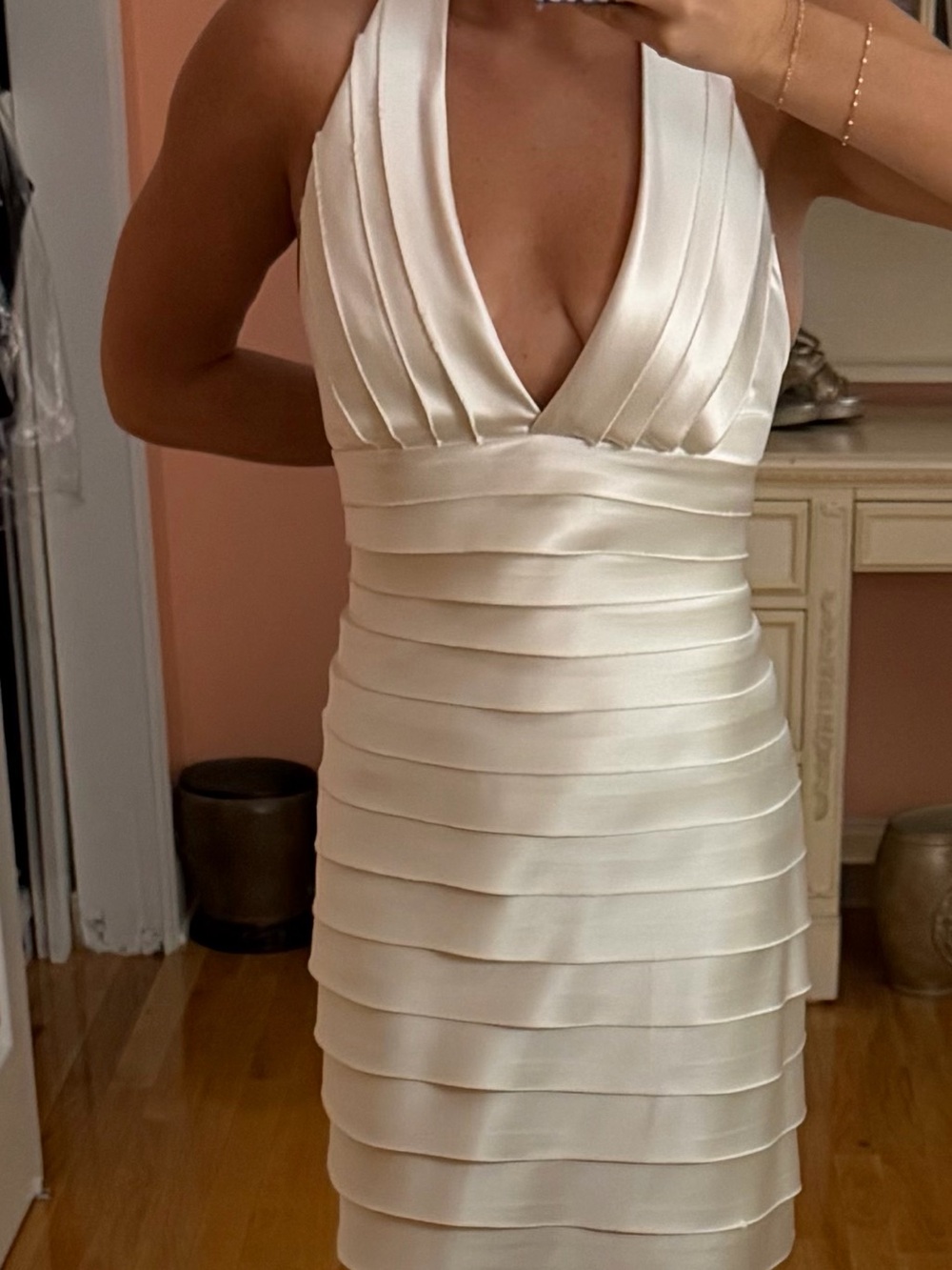 BCBGeneration Cream Halter Bandage Mini Dress